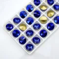 Round pointed bottom glass rhinestones, dark blue crystal crystal gems for jewelry DIY crafts. - Light Blue