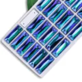 Glass sew-on crystals rectangular AB color flatback double holes DIY jewelry making - 29 Peacock Blue AB
