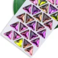 Triangle sew-on rhinestones crystals flatback colorful DIY garment accessories set - 16mm, 30 Pcs/Pack / Colorful