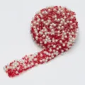 Ruban de strass et perles rouge et blanc DIY autocollant pour décoration de vêtements. - Largeur 1.2CM x 1 Yarde / 02 Rouge vif + perle
