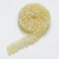 DIY Strass Perle Ruban Bordure, Jaune Irisé Cristal Perlé Bande pour Artisanat - Largeur 1.2CM x 1 Yarde / 03 Jaune citron AB et perles