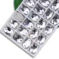 Transparente ovale Glas Strasssteine zum Annähen mit zwei Löchern für DIY Kleidung Accessoire - 01 Weiß / 11*16 mm 36 Stk./Packung