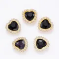 Boutons strass cristal en forme de cœur avec bordure dorée accessoires DIY SKU Pro - Noir