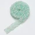 Ruban strass en résine avec perles DIY autocollant transparent coloré bande de strass. - Largeur 1.2CM x 1 Yarde / 04 Bleu lac clair et perles