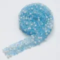 Blue resin rhinestone ribbon with white pearls, DIY self-adhesive crystal trim for crafts. - 07 Light Blue AB & Pearls