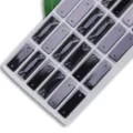 Black rectangular glass sew-on rhinestones with double holes for DIY clothing and crafts accessories. - Black