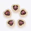 Ensemble de 5 boutons en cristal strass en forme de cœur pour la belle décoration DIY. - Bordeaux