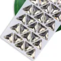 Strass triangolari piatti da cucire in vassoio bianco, gemme di cristallo per abbigliamento. - 18 Giallo cristallo