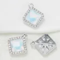 Vierkante strass hanger DIY sieraden accessoire glanzende opaal kristal delen - Witte Albumine