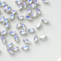 Cristallo Strass con Artiglio Variante da Cucire per Decorazioni Vestiti e Moda DIY - 50 Pezzi/Pacchetto / Navette 4x8 base argentata chiaro di luna bianco