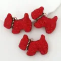 Pendentif scintillant en strass rouge de chien scottie pour sacs et porte-clés élégants. - Rouge
