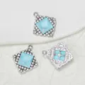Vierkante strass legering bedel DIY sieraden accessoire hanger blauwe kristal component 3st - 10 Stuks/Verpakking / Meerblauw