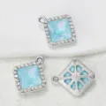 Vierkante strass hanger lichtblauwe kristal doe-het-zelf sieraden accessoire variant - Meerblauw