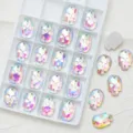 Bunte Kristall Totenkopf Strasssteine mit zwei Löchern für DIY Handwerk Nähen Dekoration. - 10x14mm (36 Stück/Packung) / AB-Farbe