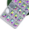 Iriserende markies glas naai strass steentjes platte kristallen edelstenen voor trouwjurk. - 9*18 mm 28 st./pak / AB Kleur