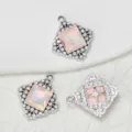 Roze strass vierkant legering DIY sieraden bedels hanger accessoires variant stijl. - 10 Stuks/Verpakking / Champagne