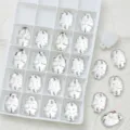 Klarer Kristall Totenkopf zum Aufnähen Strasssteine mit Doppellöchern DIY Handwerk Edelsteine. - 10x14mm (36 Stück/Packung) / Klarweiß