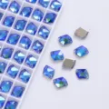 Blue fancy shape flatback 2-hole glass crystal rhinestone for DIY apparel decor details. - Light Blue AB