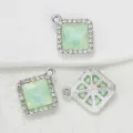 Lichte groen vierkante strass hanger DIY sieraden accessoires voor handgemaakte ambachten. - Lichtgroen