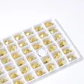 Gouden kristalglas flatback vast te naaien strass stenen voor DIY kleding en decoratie. - Onregelmatige Rechthoek / 9.12mm, 48 Stuks/Pakket / Goud