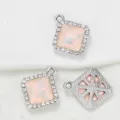 Vierkante strass kristal hanger DIY sieraden accessoire, roze edelsteen, zilver - Champagne