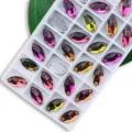 Naai op navette glas strass steentjes platte achterkant kristal DIY trouwjurk kleding accessoires - 9*18 mm 28 st./pak / Meerkleurig