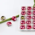 12mm rosa Kristall Strass Steine mit silberner Krallenfassung fuer DIY Schmuck Taschen. - 10 Stück/Packung / Turmalin Rosa