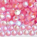 Pink AB flatback rhinestones for nail art, DIY phone cases, and sparkling craft decorations. - ss6 (1.9-2.0mm) 1440 Pieces / Fluorescent Pink AB Same Color Bottom