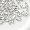Clear marquise crystal rhinestones with silver claw settings for DIY crafts, shoes, and phone cases. - 50 Pieces/Pack / 7x15 Marquise Silver Base White Rhinestone