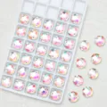 Strass redondo de vidrio para coser con doble agujero, cristal plano color AB para ropa DIY. - Botón plano de rejilla AB