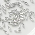 Clear navette sew-on rhinestones with metal claw settings for DIY clothing and accessories decor. - 50 Pieces/Pack / 4x15 Marquise Silver Base White Rhinestone