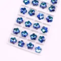Blue crystal rhinestone plum flower pendant DIY jewelry accessories garment decoration 1pc - 14mm Plum Blossom - 12 Pcs/Pack / 05 Iridescent Blue