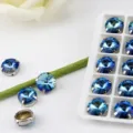 12mm silberne Krappenfassung runde blaue Farbverlauf Kristall Strass DIY Schmuck. - 10 Stück/Packung / Verlauf Blau