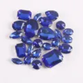 Mixed shape dark blue glass crystal rhinestones with metal claw settings for DIY crafts. - 04 Medium Blue