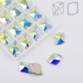 K9 Glas flache naehbare Strasssteine AB Farbe Kristall DIY Bekleidungsaccessoires - 8*10 mm / 48 Stück / AB-Farbe