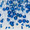 Mixed blue and white flatback pearls and rhinestones for DIY nail art and phone case decor - Half-round Artificial Pearls Mixed Blue and White AB Series - W