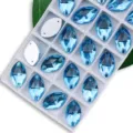 Lichtblauwe Marquise Naai-Strass Glas Kristallen Flatback Kralen voor DIY Jurk Naaien - 9*18 mm 28 st./pak / Meerblauw
