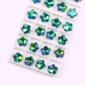 Crystal glass plum flower pendants single hole DIY jewelry accessories sparkly green blue beads - 02 Yellow-Green