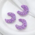 Purple crescent rhinestone DIY accessories, sparkling charms for handmade bag chains crafts. - Large Moon 3.8*4.8*1.3cm / Purple