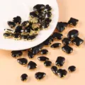 Black crystal rhinestones with gold claw settings, mixed shapes DIY craft accessories for wedding dress. - Large Hand-Sewn Rhinestone / 50 Pieces Pack (Approx. 56g) / Black