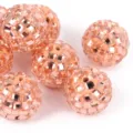 Pink disco ball rhinestone beads for DIY phone charms, necklaces, and jewelry making supplies - 16mm / 04 Champagne