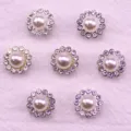 Pearl rhinestone flower buttons for sewing crafts handmade bow hair accessories decor - 28 Pearl White