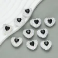 Herz Strass Knöpfe DIY Perlen Acryl Glitzer Herzförmige Kleidung Zubehör Neuheit - 20mm / Schwarzes Perlenherz