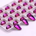 Paarse bijlvormige glasstenen om te naaien voor DIY kleding, tassen en mode-accessoires. - 9x14mm Bijlvorm, 36 stuks/verpakking