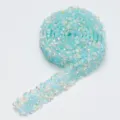 Close up of light blue resin rhinestone ribbon trim, shiny crystal mesh for DIY crafts. - 1.2CM Width 1 Yard/90cm/Pack / Jelly Lake Blue & White Mixed Flatback Rhinestones (21)