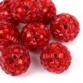 Red mirror disco ball rhinestone clay beads for DIY necklace keychain accessories - 16mm / 05 Red
