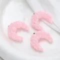 Pink crescent rhinestone ball charm for DIY crafts, stylish bag chain accessory pendant. - Pink