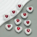 Herz Strass Kristall Knöpfe, funkelnde Glas DIY Bekleidungszubehör für Handwerk. - 20mm / Rotes Perlenherz