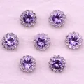 Purple rhinestone flower buttons for DIY crafts, hair accessories and clothing sewing. - 08 Crystal Purple