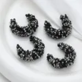 Black crescent rhinestone DIY accessory charm for handmade bags, jewelry making, and crafts. - Black